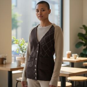 "Preloved" Handcut Cardigan made from Recycled Wool. Sustainable-Eco Friendly